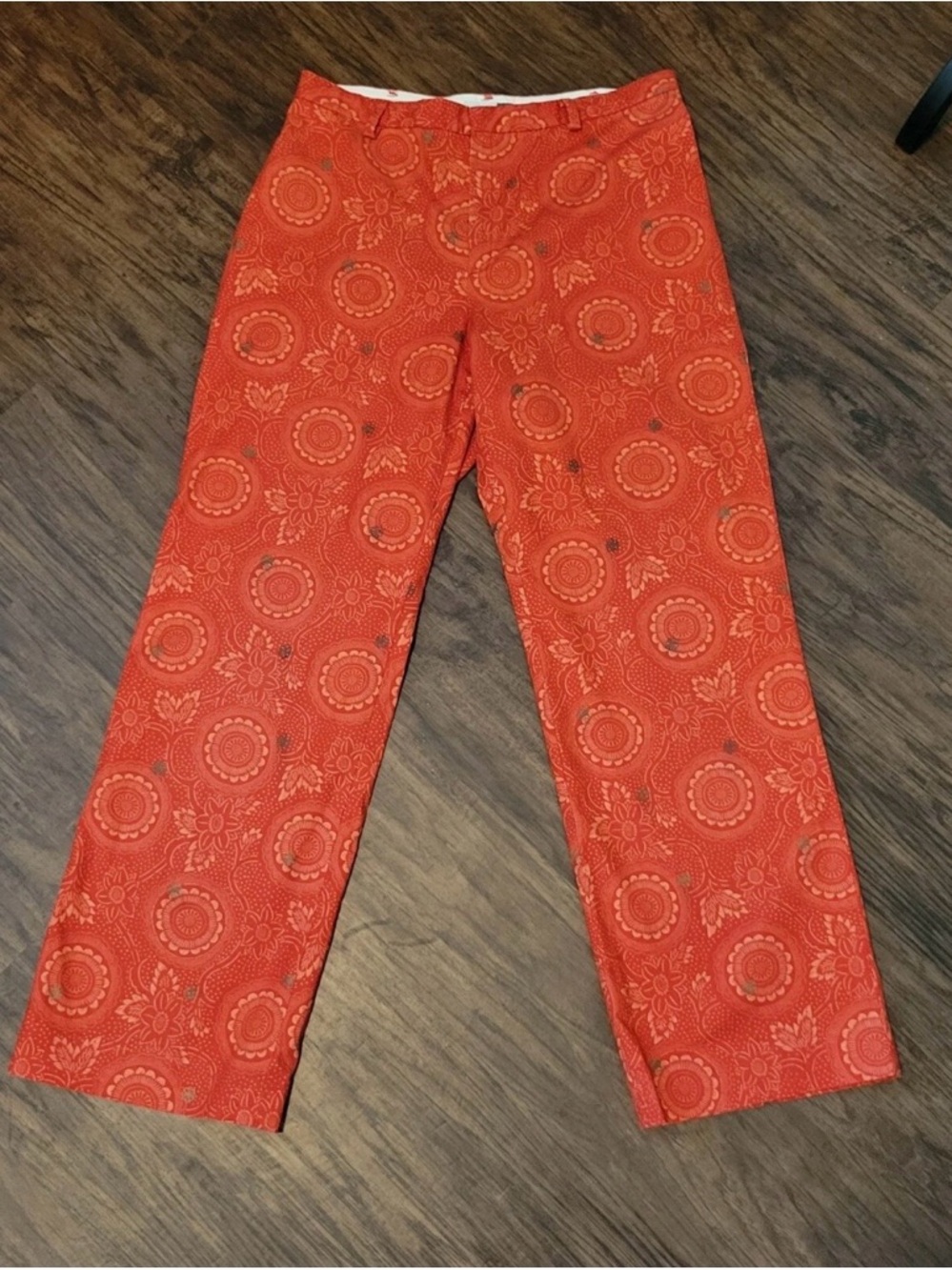 GAP stretch pants Y2K Orange Medallion Pattern Chinos size10